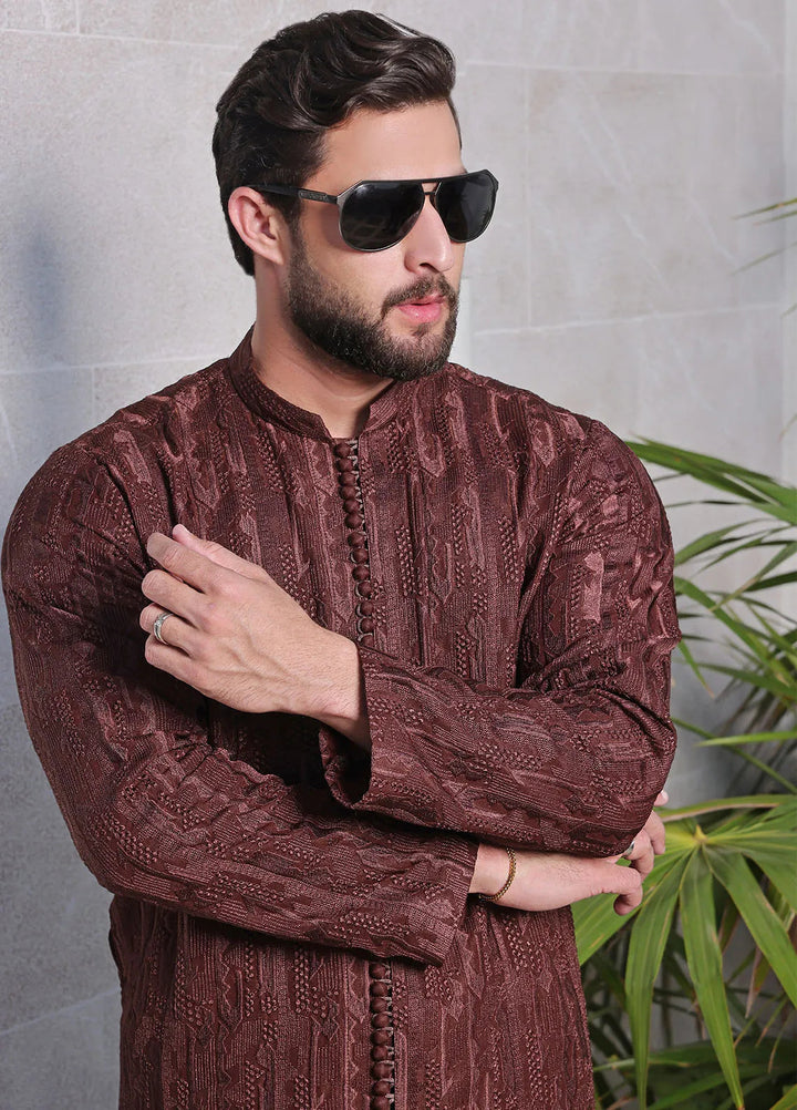 The Great Master (TGM) Cotton Fancy Men Kurta Pajama - Copper Crest