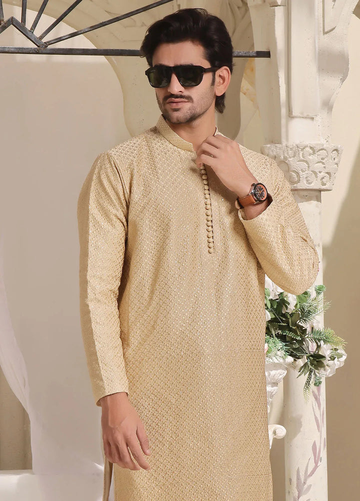 The Great Master (TGM) Cotton Silk Fancy Men Kurta Pajama - Tropical Tide