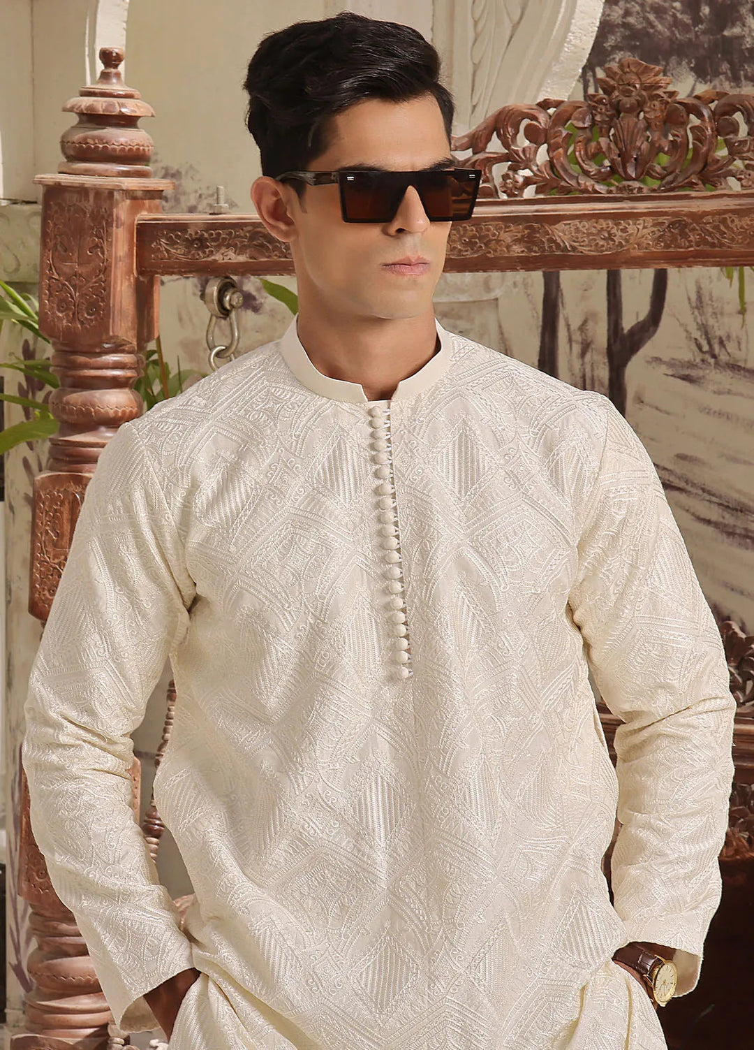 The Great Master (TGM) Cotton Silk Formal Men 3 Piece Suit -  Prince Coat 90