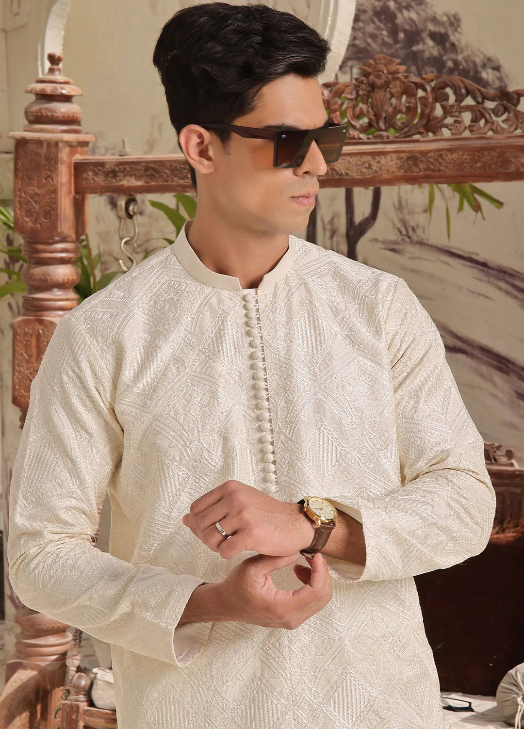 The Great Master (TGM) Cotton Silk Formal Men 3 Piece Suit -  Prince Coat 90