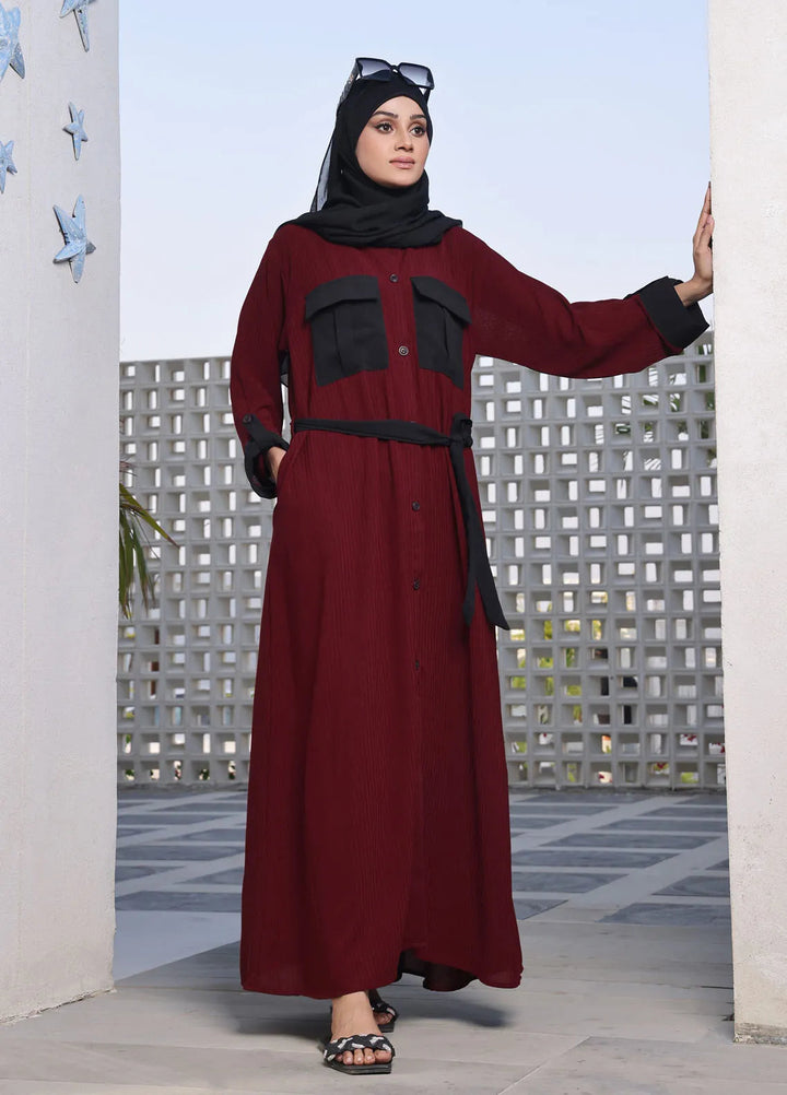 The Great Master (TGM)  Georgette Front Open Style Abaya Heer