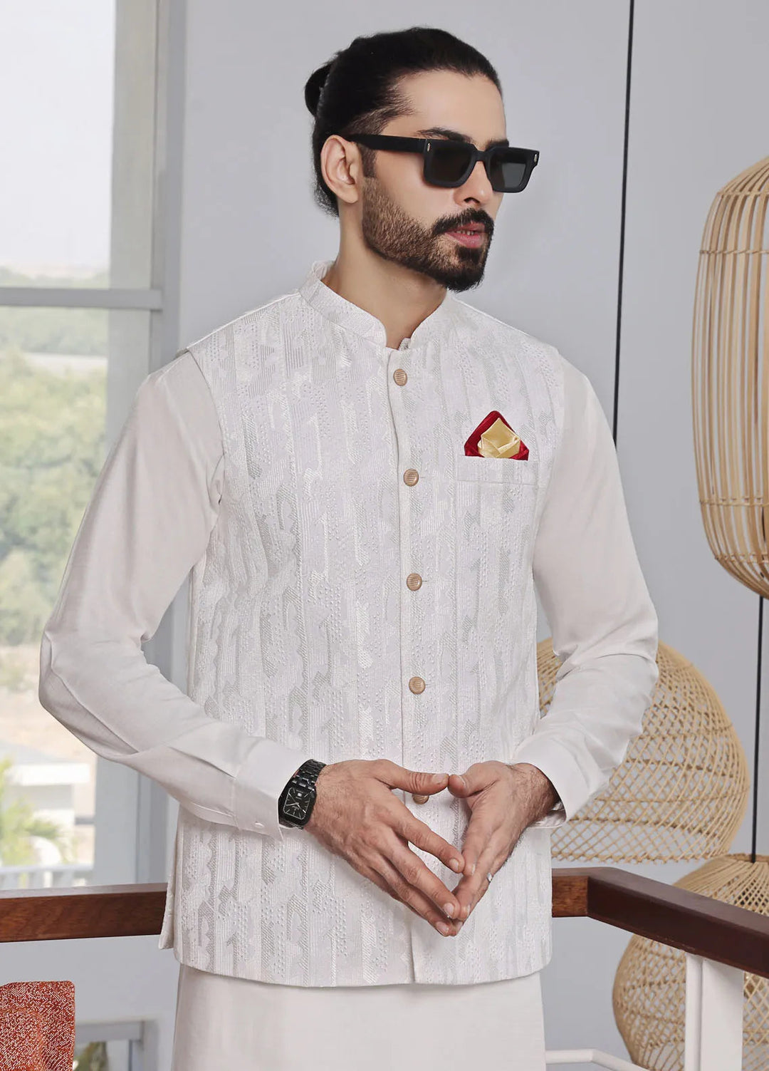 The Great Master (TGM) Paper Cotton Formal Men Waistcoat - Frost Swirl