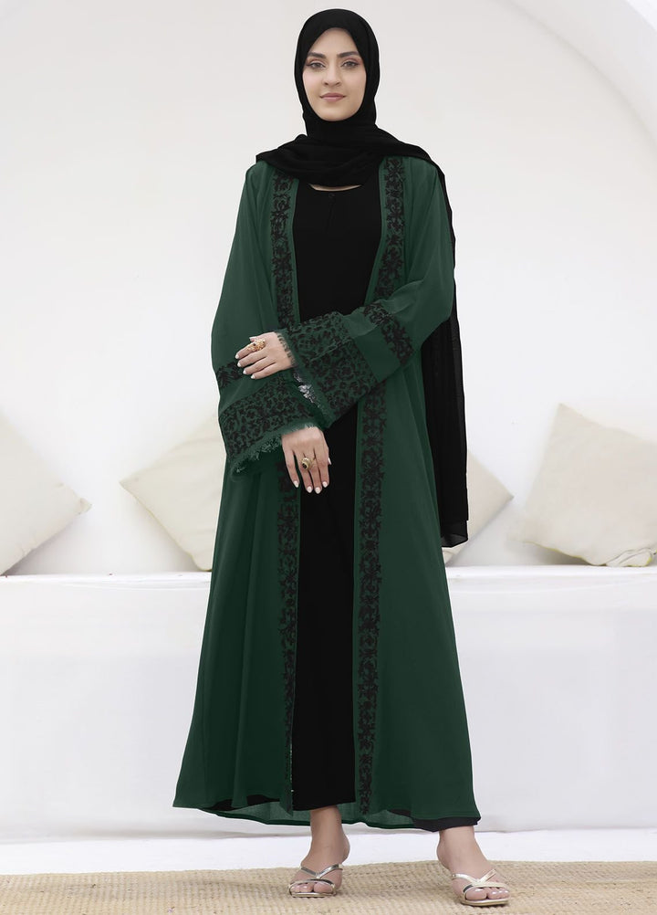 The Great Master (TGM) Pret Front Open Style Nida Abaya Mystical Green