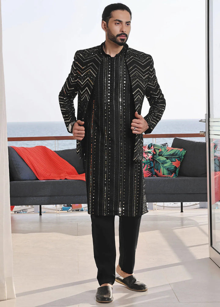 The Great Master (TGM) Raw Silk Formal Men 3 Piece Suit -  Black Charisma