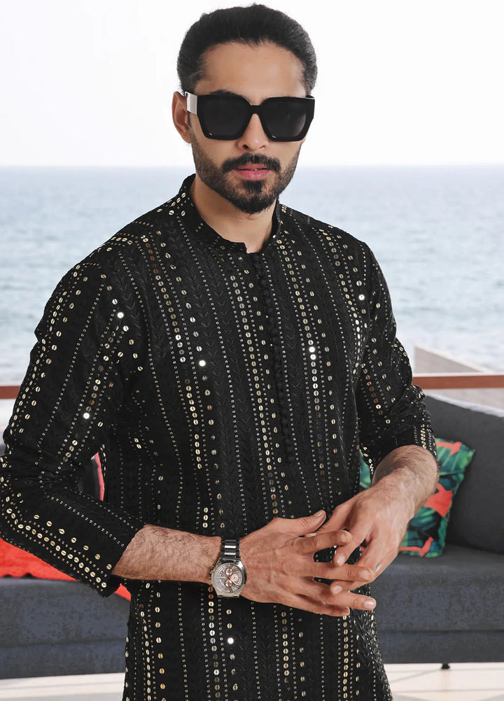 The Great Master (TGM) Raw Silk Formal Men 3 Piece Suit -  Black Charisma