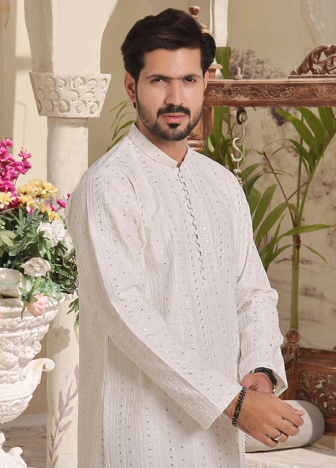 The Great Master (TGM) Raw Silk Formal Men 3 Piece Suit -  Prince Coat 91