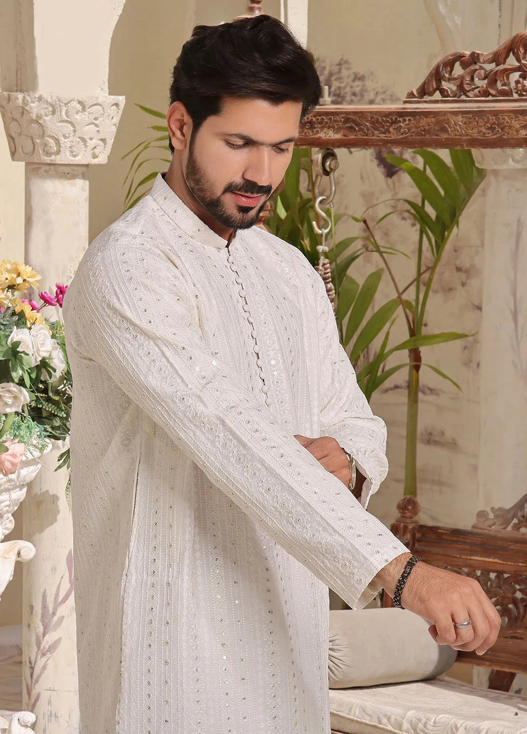 The Great Master (TGM) Raw Silk Formal Men 3 Piece Suit -  Prince Coat 91