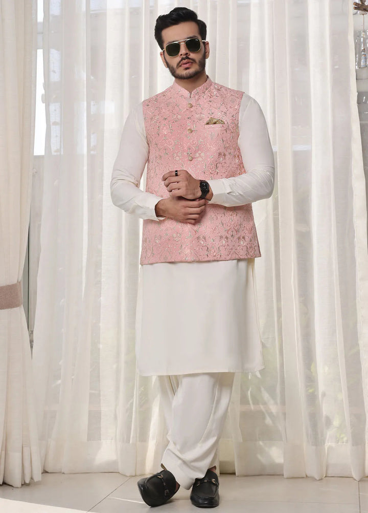 The Great Master (TGM) Raw Silk Formal Men Waistcoat - Berry Bonbon