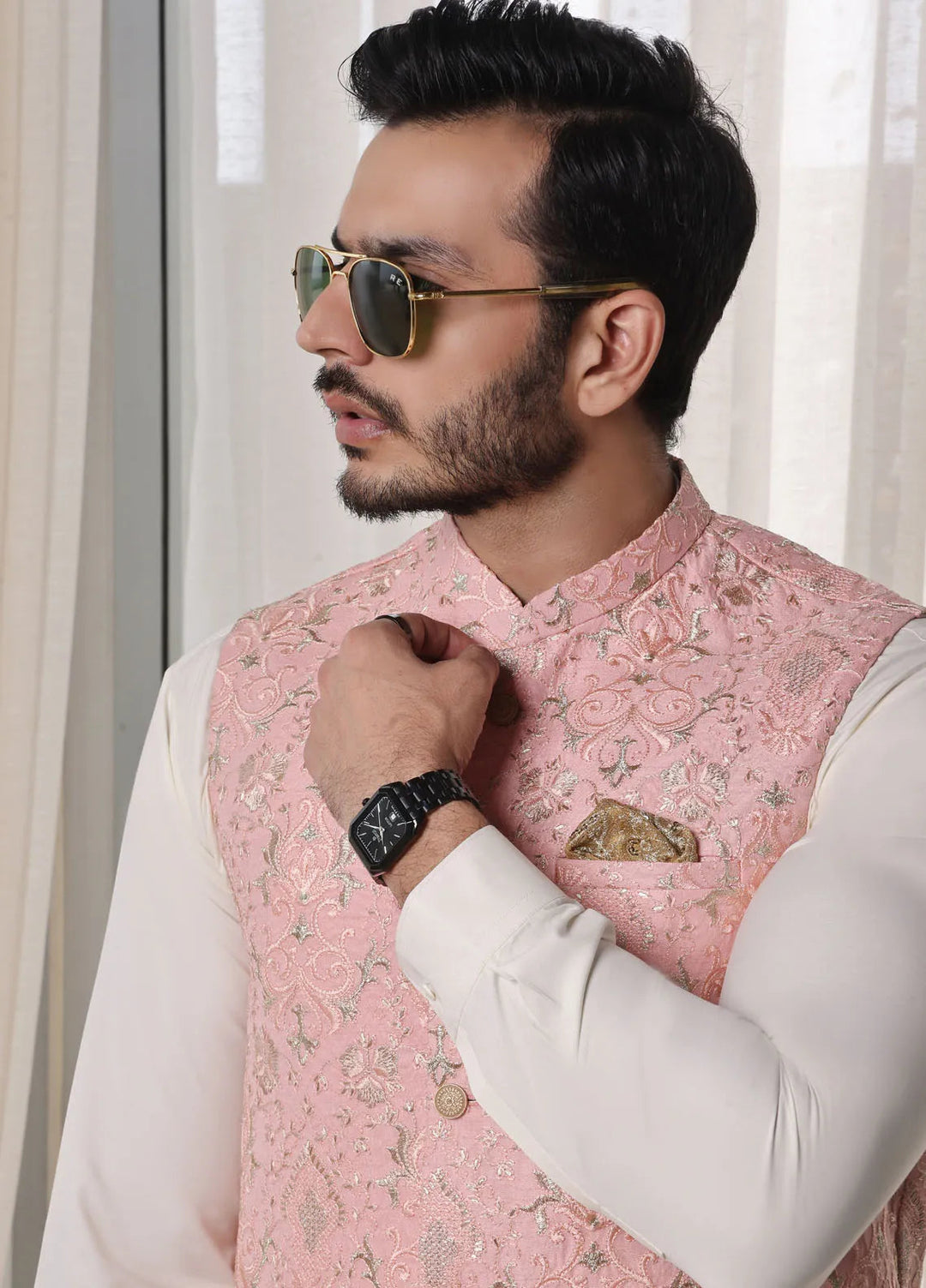 The Great Master (TGM) Raw Silk Formal Men Waistcoat - Berry Bonbon