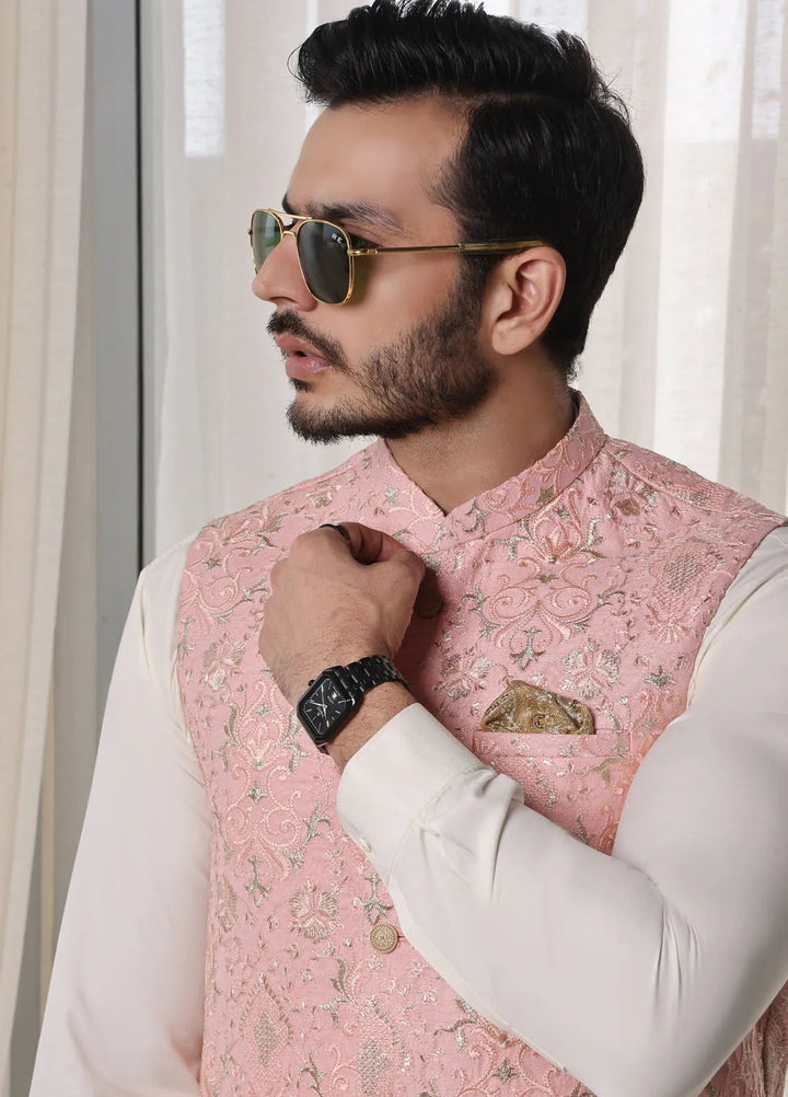 The Great Master (TGM) Raw Silk Formal Men Waistcoat - Berry Bonbon