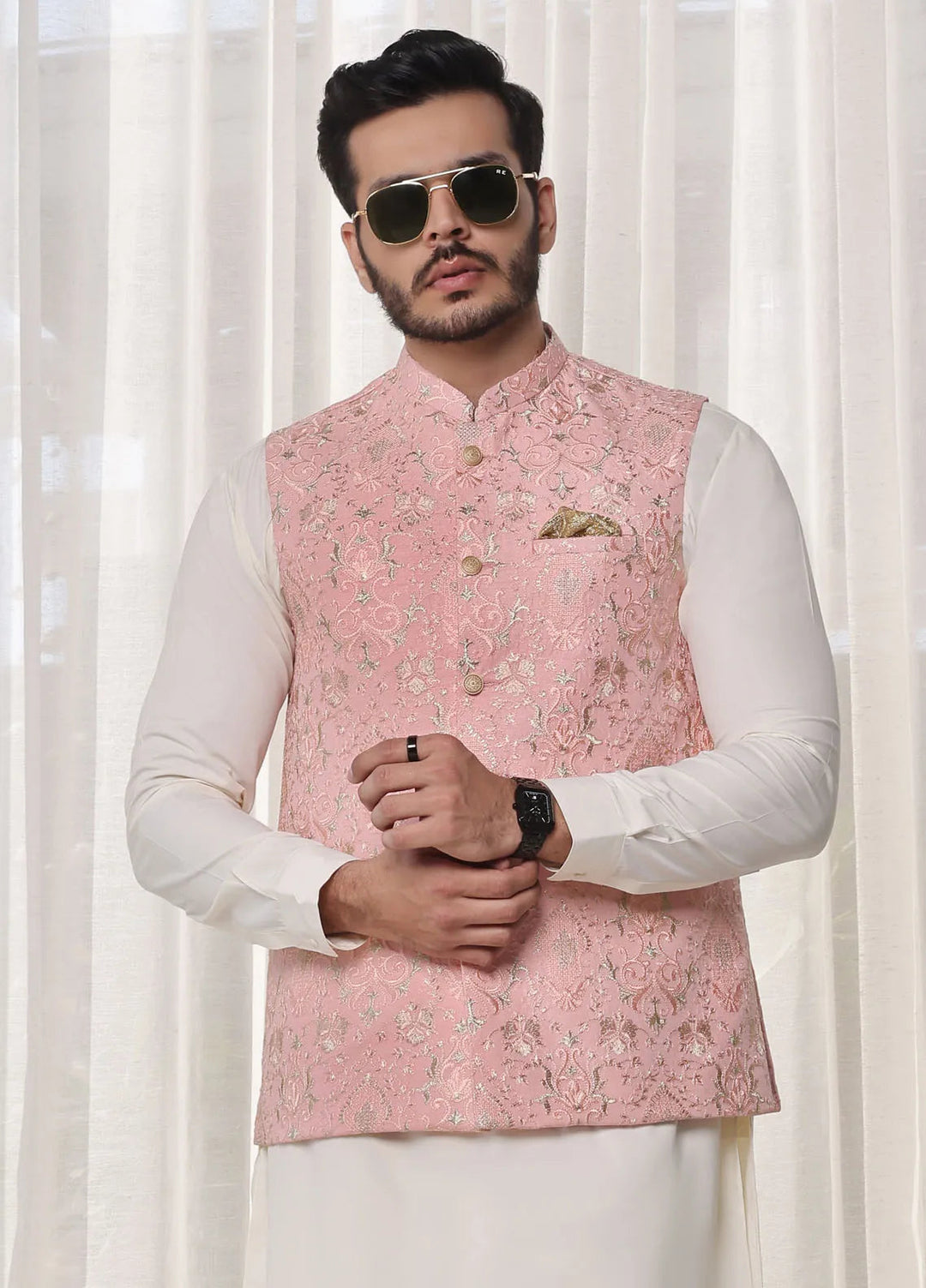 The Great Master (TGM) Raw Silk Formal Men Waistcoat - Berry Bonbon