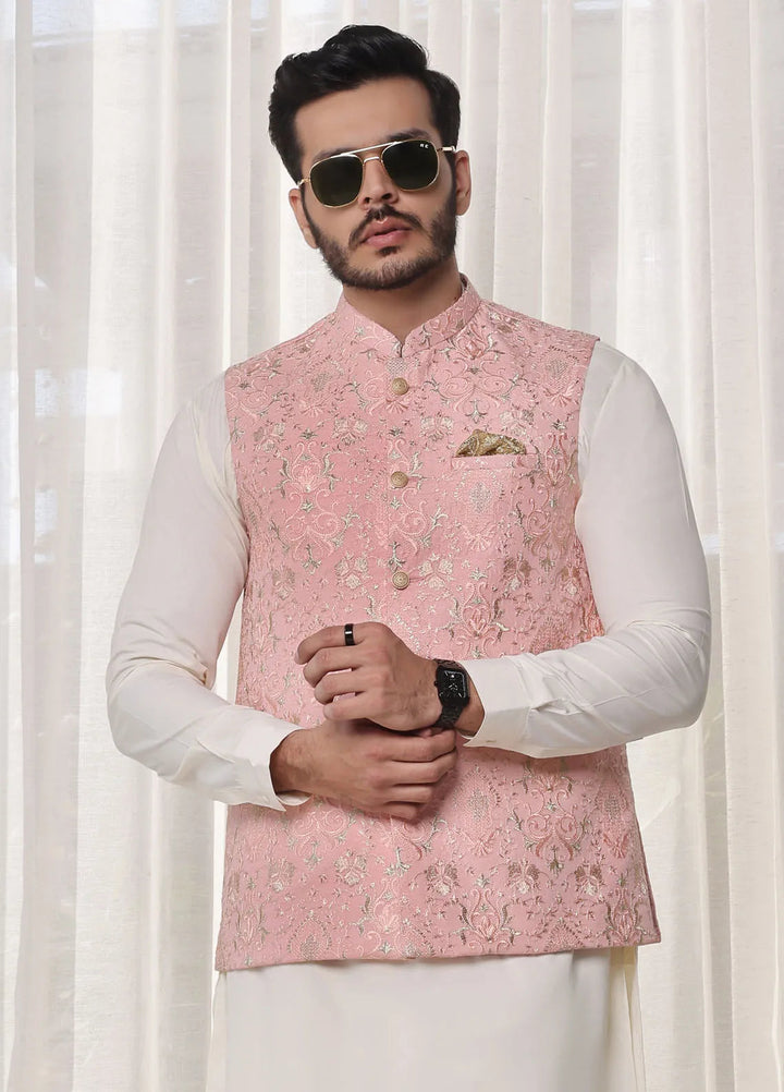 The Great Master (TGM) Raw Silk Formal Men Waistcoat - Berry Bonbon