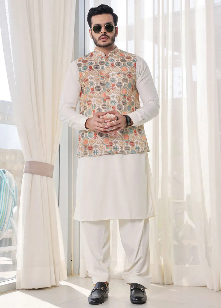 The Great Master (TGM) Raw Silk Formal Men Waistcoat - Chromatic Charm