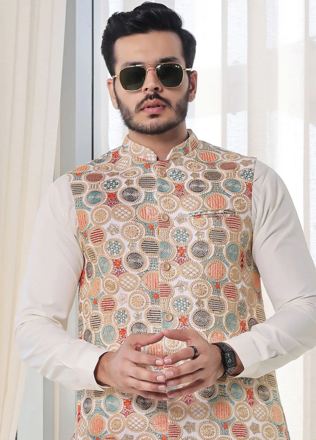 The Great Master (TGM) Raw Silk Formal Men Waistcoat - Chromatic Charm