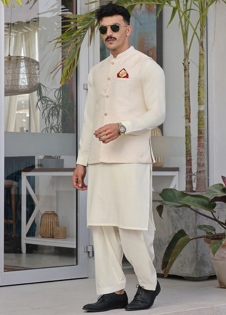 The Great Master (TGM) Raw Silk Formal Men Waistcoat - FrostBloom