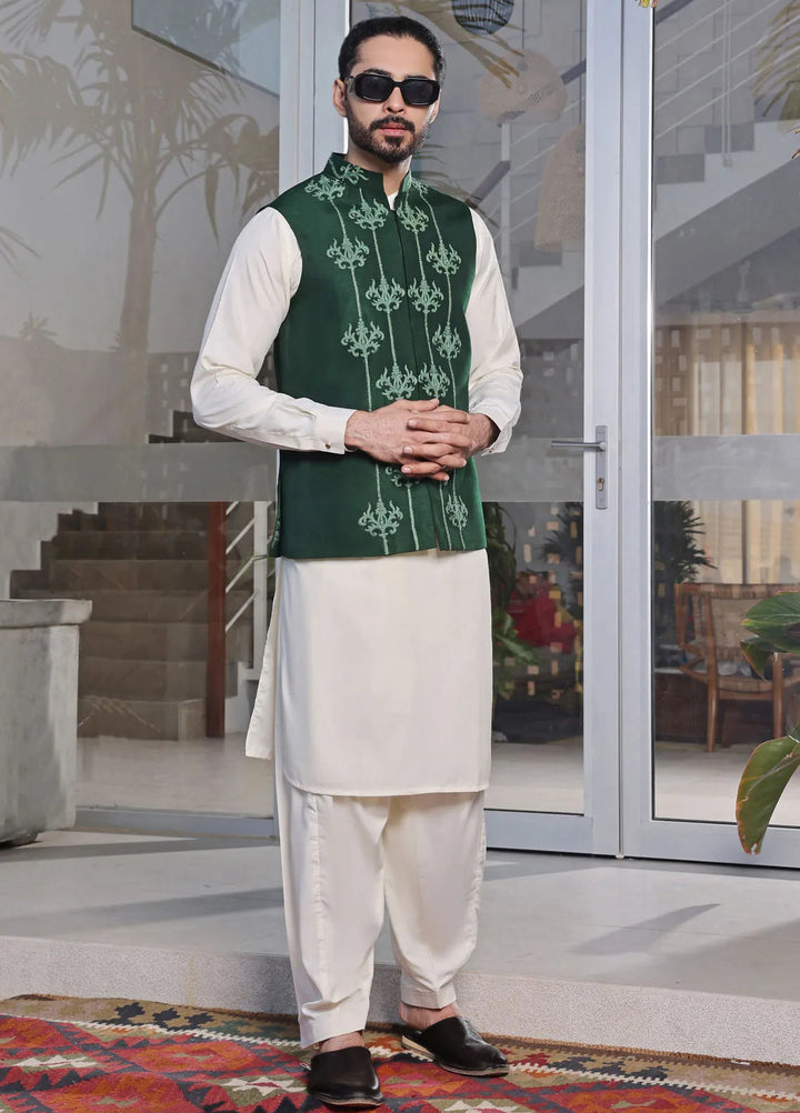 The Great Master (TGM) Raw Silk Formal Men Waistcoat - Meadow Mist