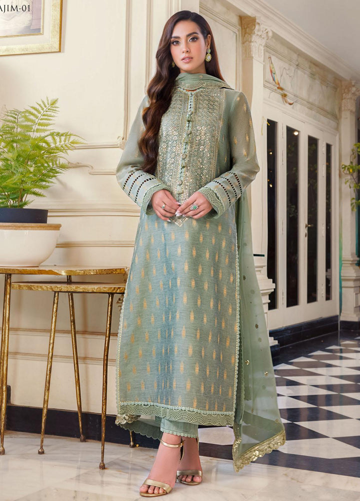 The Iqra & Minal Edit by Asim Jofa Embroidered Cotton Suits Unstitched 3 Piece AJ22IM AJIM-01 - Winter Collection