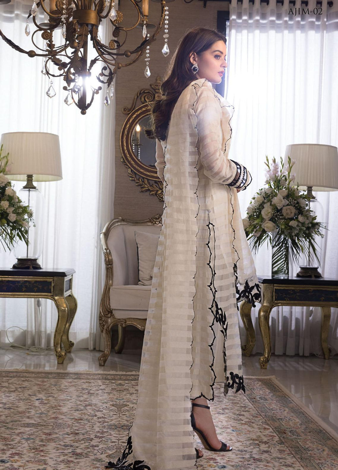 The Iqra & Minal Edit by Asim Jofa Embroidered Organza Suits Unstitched 3 Piece AJ22IM AJIM-02 - Winter Collection