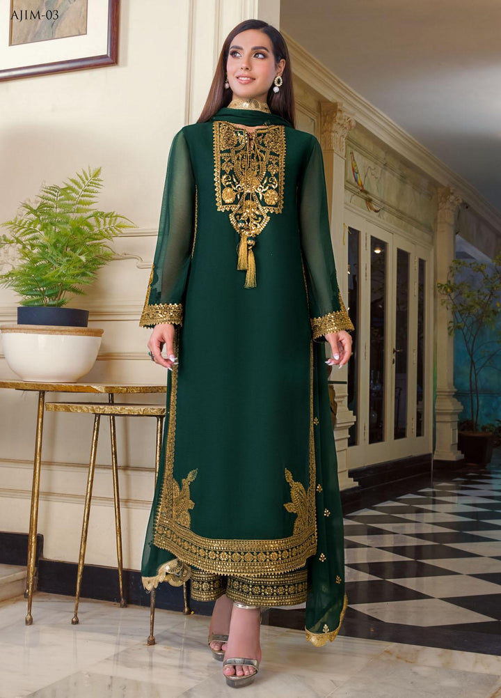 The Iqra & Minal Edit by Asim Jofa Embroidered Chiffon Suits Unstitched 3 Piece AJ22IM AJIM-03 - Winter Collection