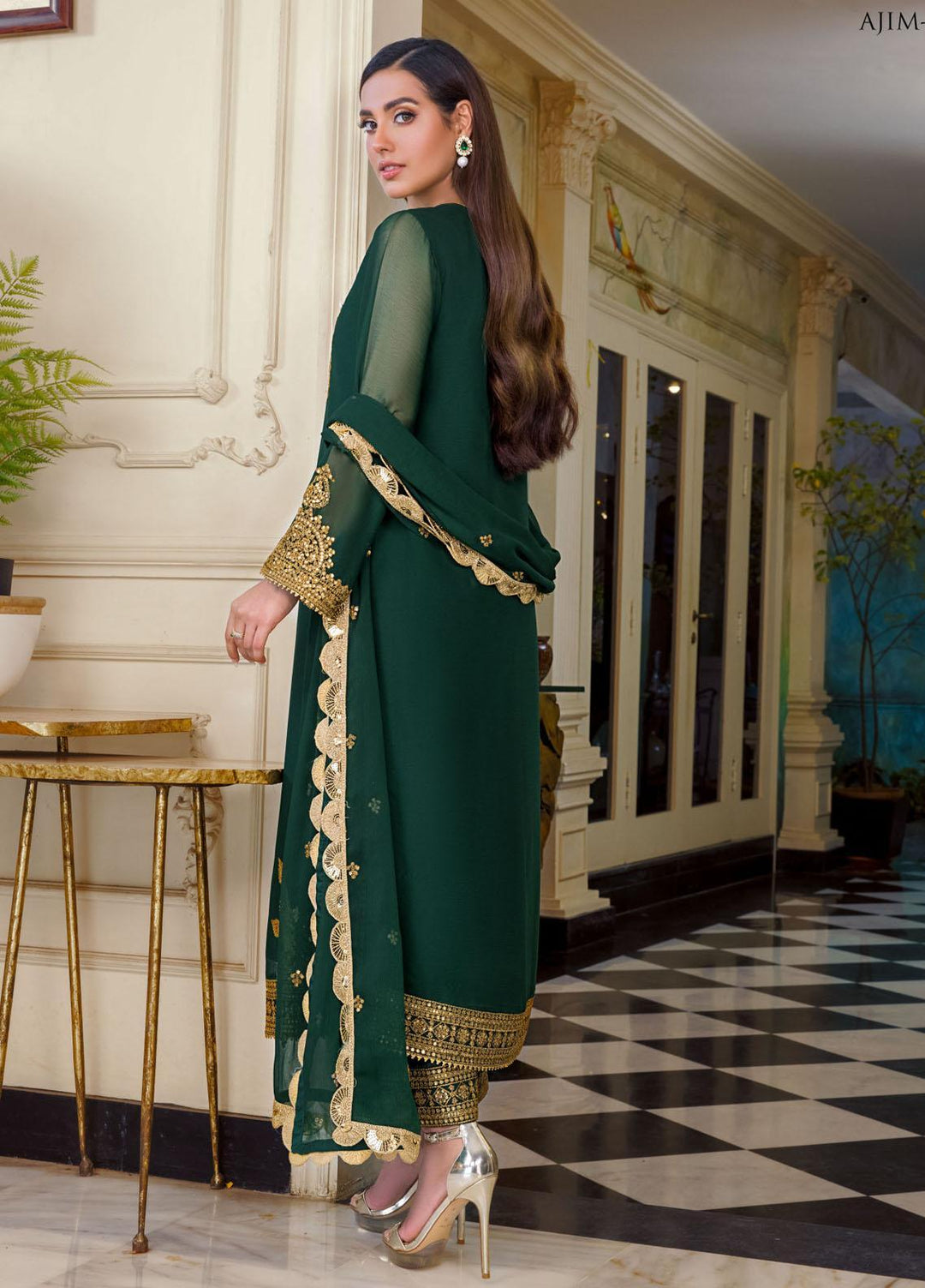 The Iqra & Minal Edit by Asim Jofa Embroidered Chiffon Suits Unstitched 3 Piece AJ22IM AJIM-03 - Winter Collection