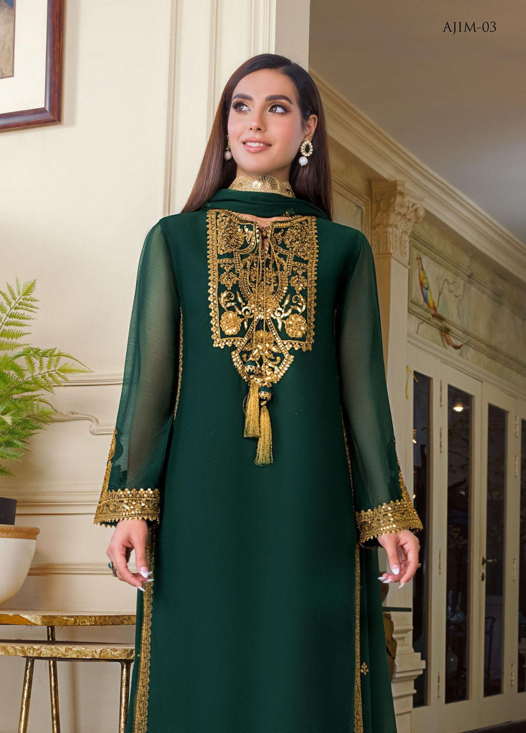 The Iqra & Minal Edit by Asim Jofa Embroidered Chiffon Suits Unstitched 3 Piece AJ22IM AJIM-03 - Winter Collection