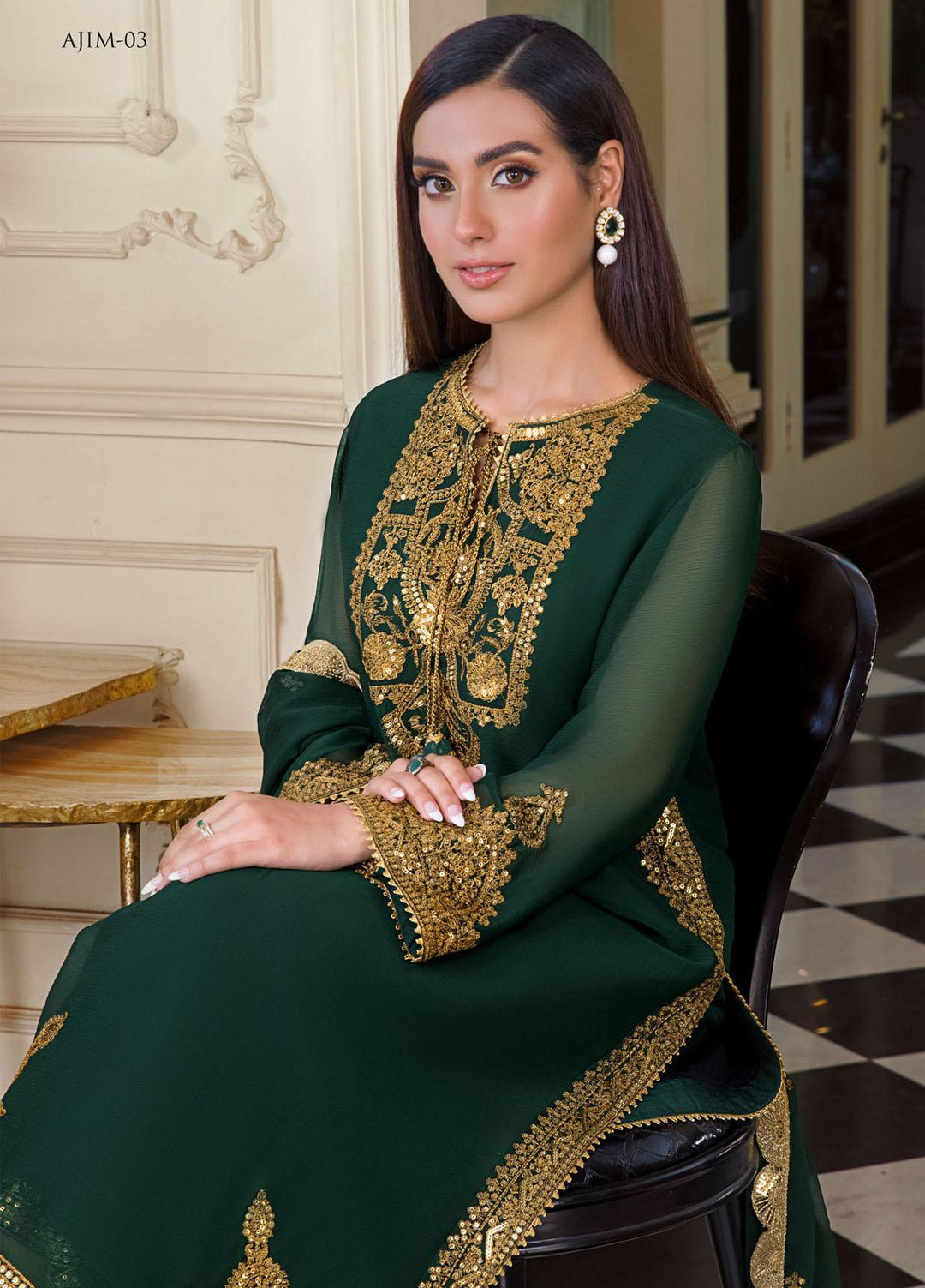 The Iqra & Minal Edit by Asim Jofa Embroidered Chiffon Suits Unstitched 3 Piece AJ22IM AJIM-03 - Winter Collection