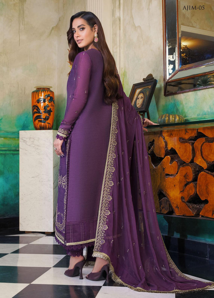 The Iqra & Minal Edit by Asim Jofa Embroidered Cotton Suits Unstitched 3 Piece AJ22IM AJIM-05 - Winter Collection