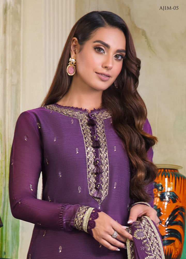 The Iqra & Minal Edit by Asim Jofa Embroidered Cotton Suits Unstitched 3 Piece AJ22IM AJIM-05 - Winter Collection