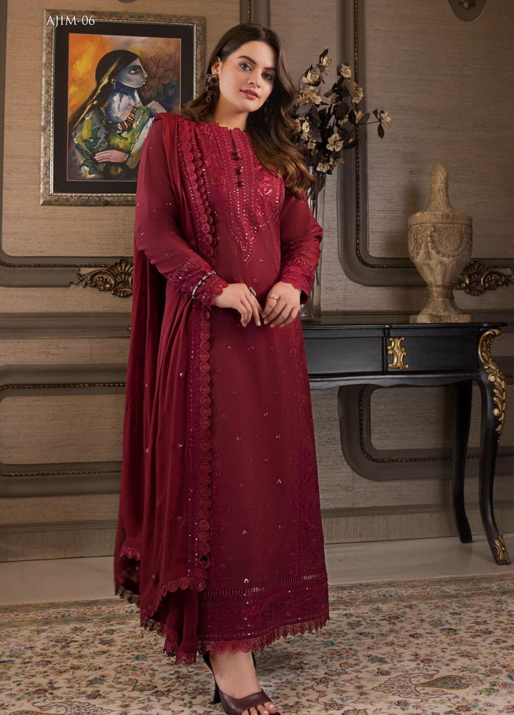 The Iqra & Minal Edit by Asim Jofa Embroidered Cotton Suits Unstitched 3 Piece AJ22IM AJIM-06 - Winter Collection