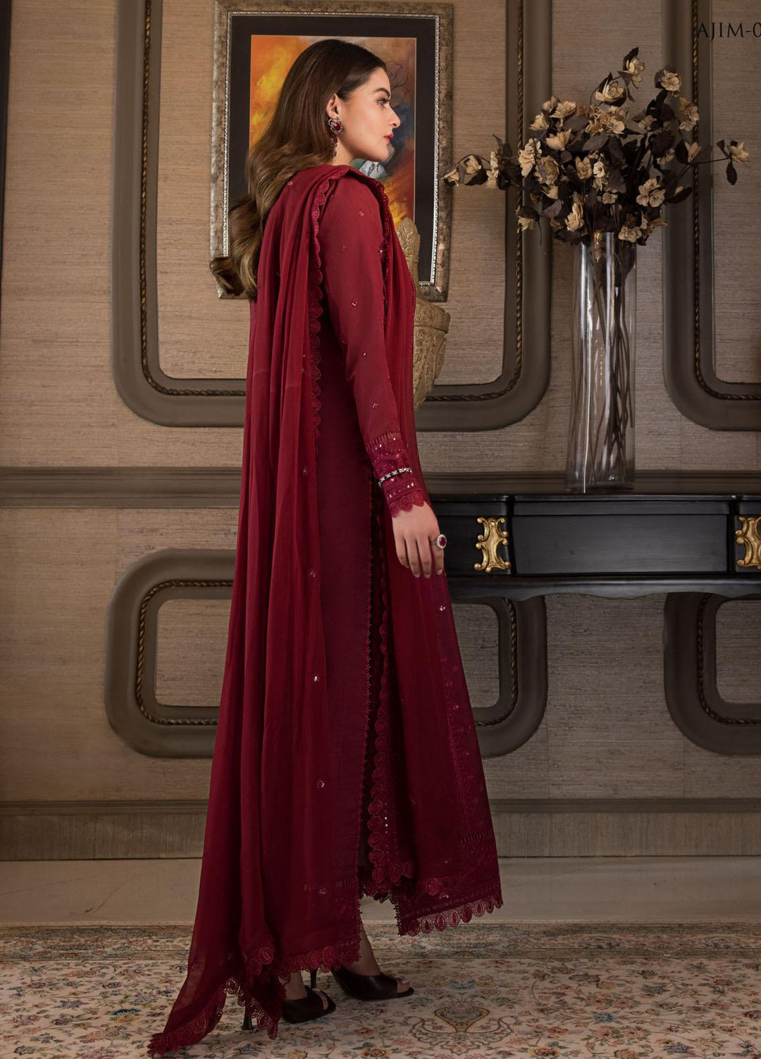 The Iqra & Minal Edit by Asim Jofa Embroidered Cotton Suits Unstitched 3 Piece AJ22IM AJIM-06 - Winter Collection