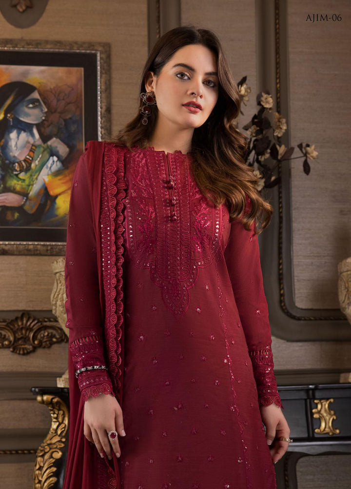 The Iqra & Minal Edit by Asim Jofa Embroidered Cotton Suits Unstitched 3 Piece AJ22IM AJIM-06 - Winter Collection