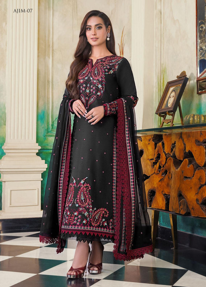 The Iqra & Minal Edit by Asim Jofa Embroidered Cotton Suits Unstitched 3 Piece AJ22IM AJIM-07 - Winter Collection