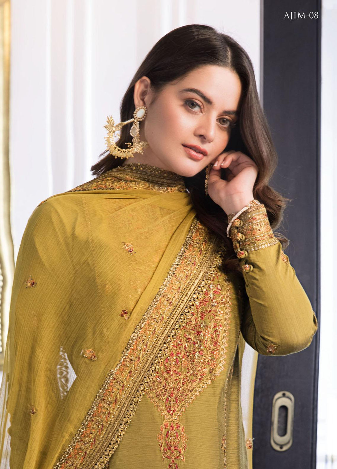 The Iqra & Minal Edit by Asim Jofa Embroidered Cotton Suits Unstitched 3 Piece AJ22IM AJIM-08 - Winter Collection
