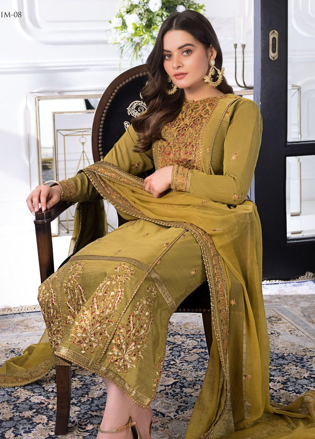 The Iqra & Minal Edit by Asim Jofa Embroidered Cotton Suits Unstitched 3 Piece AJ22IM AJIM-08 - Winter Collection