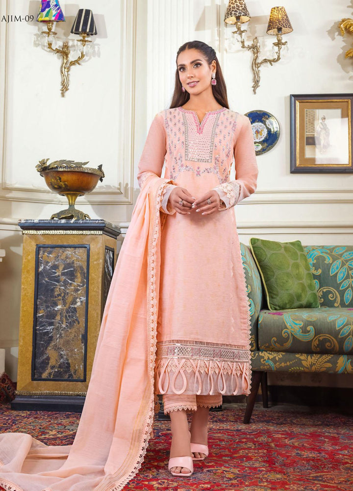 The Iqra & Minal Edit by Asim Jofa Embroidered Jacquard Suits Unstitched 3 Piece AJ22IM AJIM-09 - Winter Collection