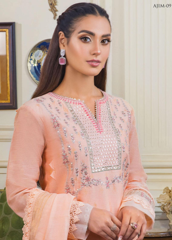 The Iqra & Minal Edit by Asim Jofa Embroidered Jacquard Suits Unstitched 3 Piece AJ22IM AJIM-09 - Winter Collection