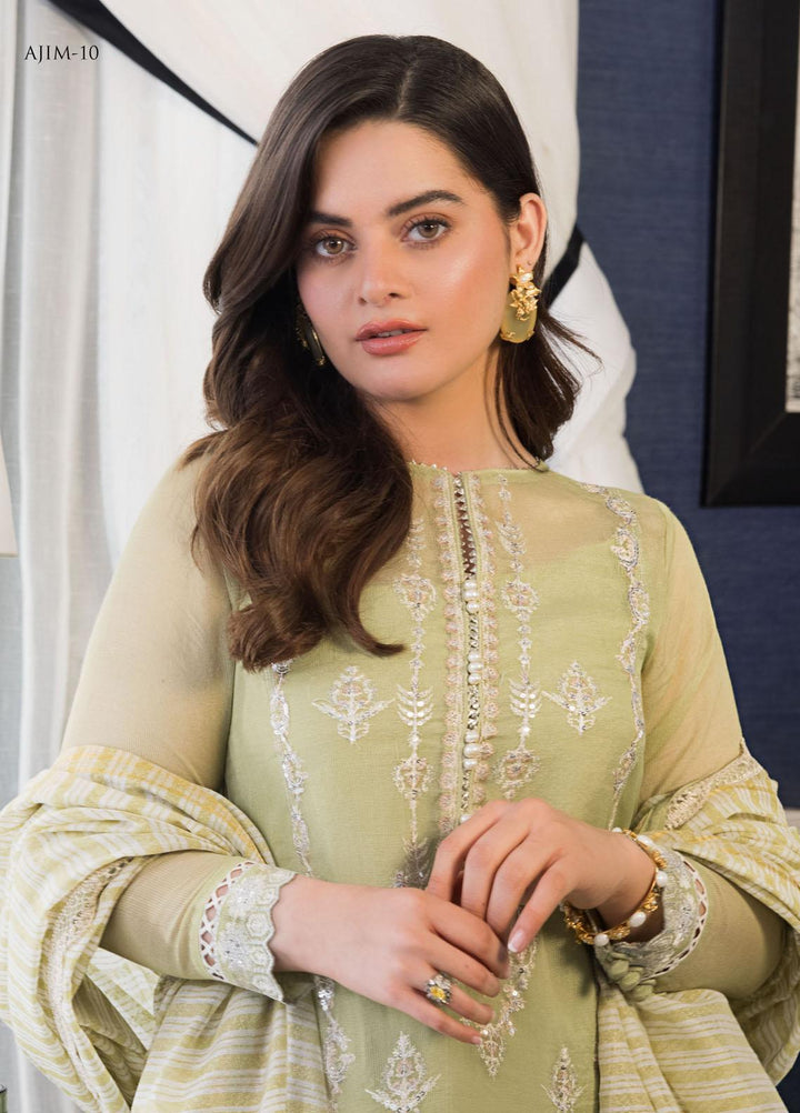 The Iqra & Minal Edit by Asim Jofa Embroidered Cotton Net Suits Unstitched 3 Piece AJ22IM AJIM-10 - Winter Collection