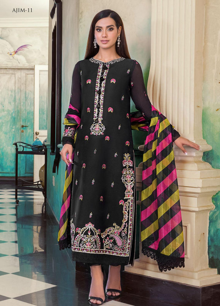 The Iqra & Minal Edit by Asim Jofa Embroidered Cotton Suits Unstitched 3 Piece AJ22IM AJIM-11 - Winter Collection