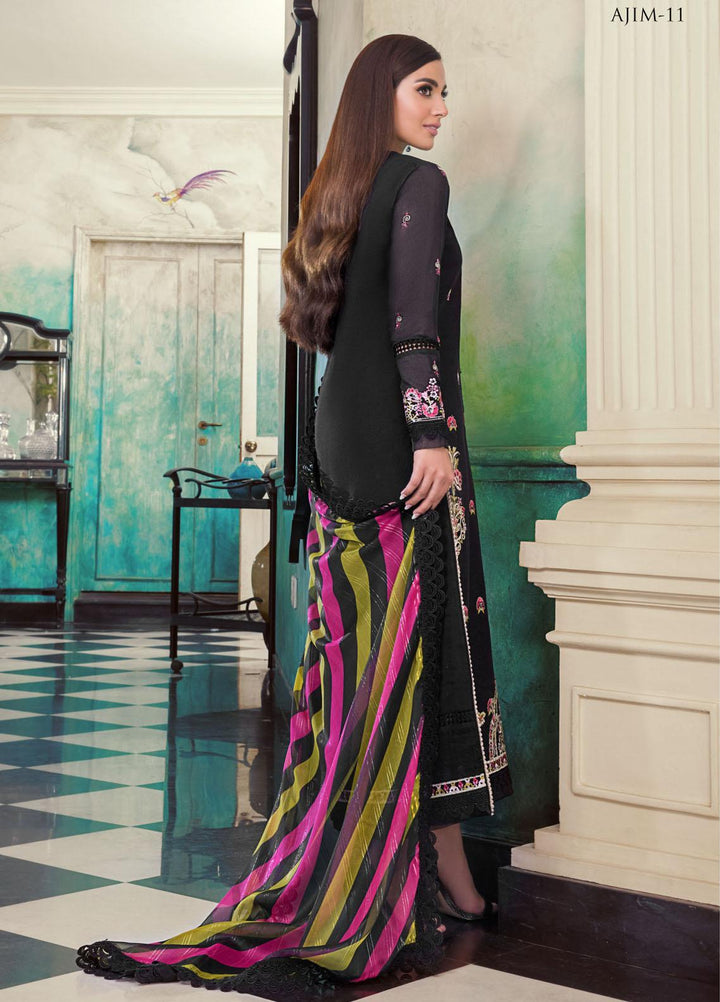 The Iqra & Minal Edit by Asim Jofa Embroidered Cotton Suits Unstitched 3 Piece AJ22IM AJIM-11 - Winter Collection