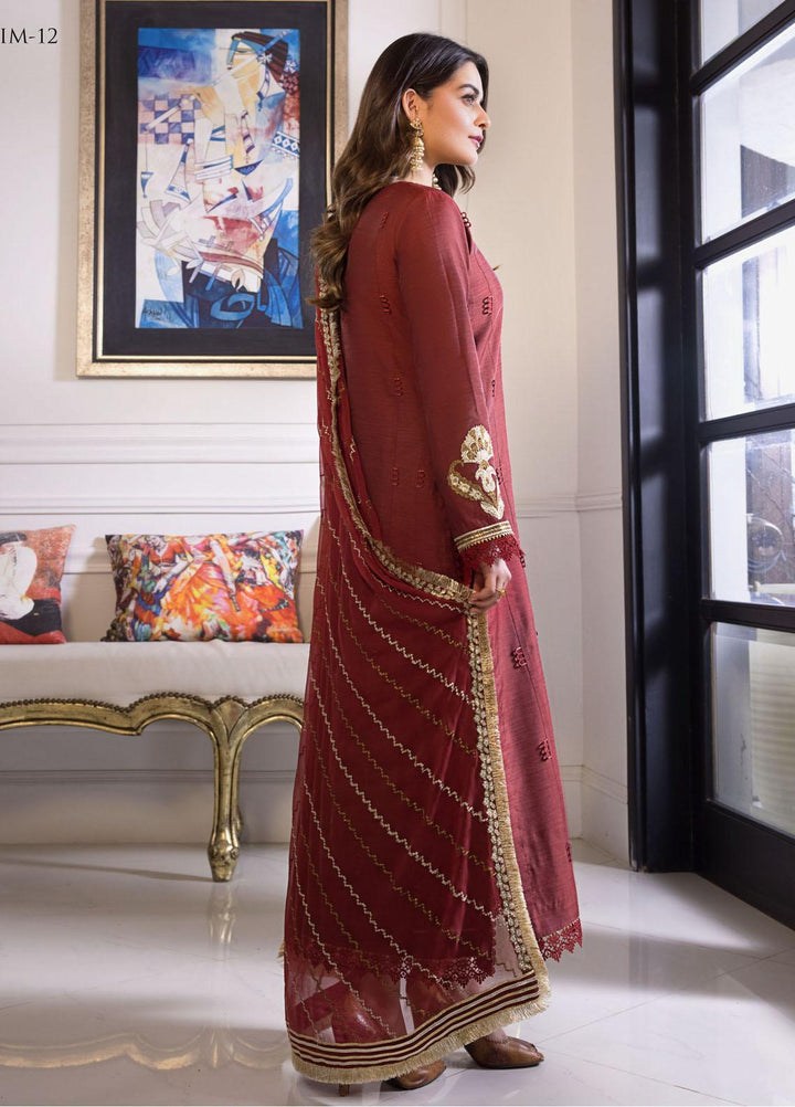 The Iqra & Minal Edit by Asim Jofa Embroidered Cotton Suits Unstitched 3 Piece AJ22IM AJIM-12 - Winter Collection