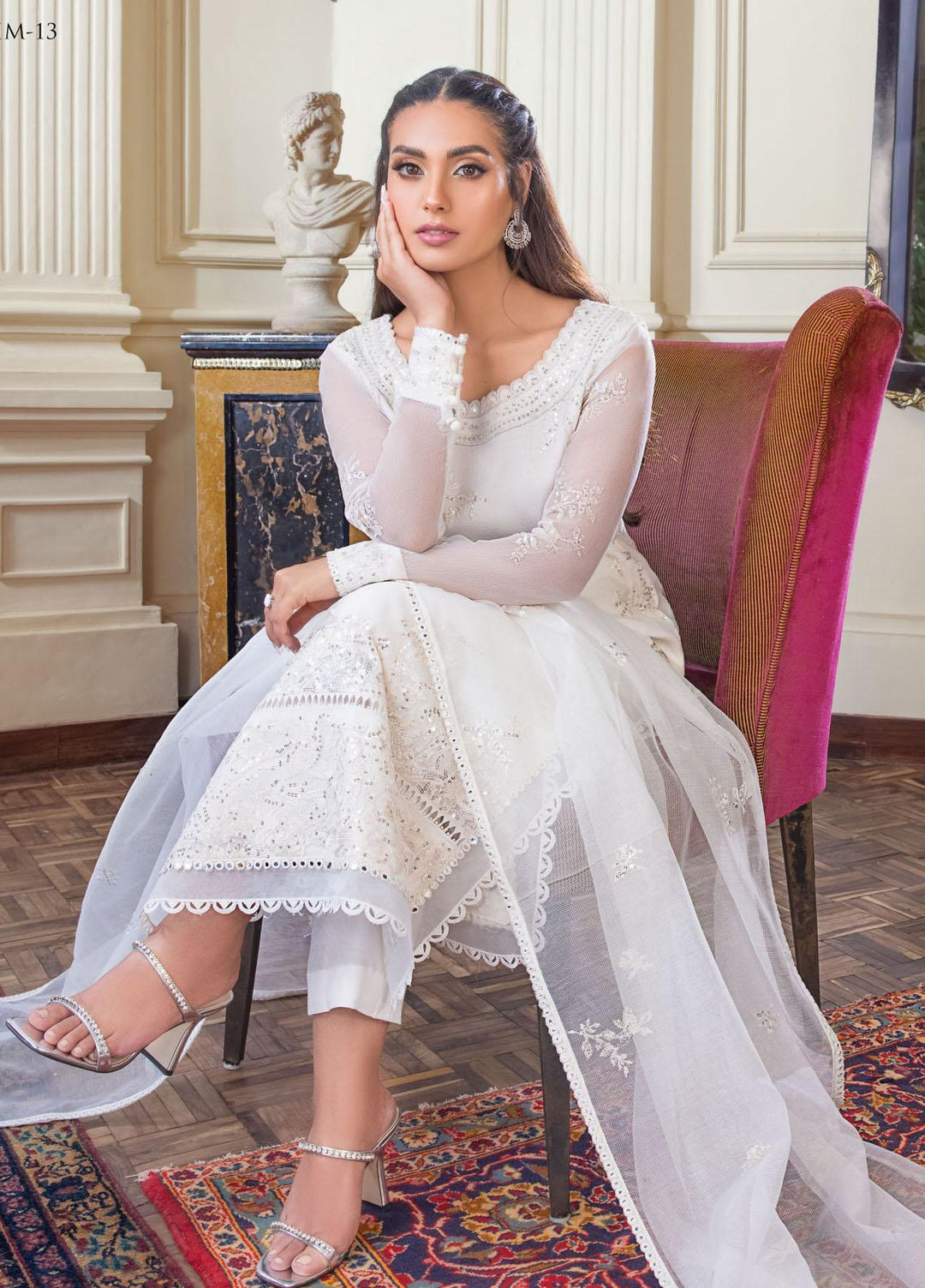 The Iqra & Minal Edit by Asim Jofa Embroidered Organza Suits Unstitched 3 Piece AJ22IM AJIM-13 - Winter Collection