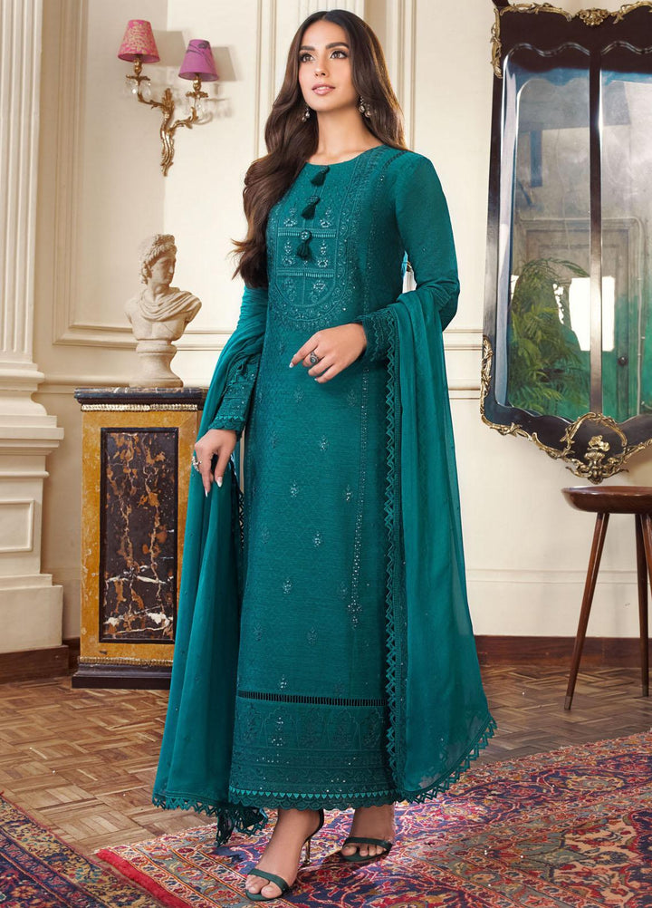 The Iqra & Minal Edit by Asim Jofa Embroidered Jacquard Suits Unstitched 3 Piece AJ22IM AJIM-15 - Winter Collection