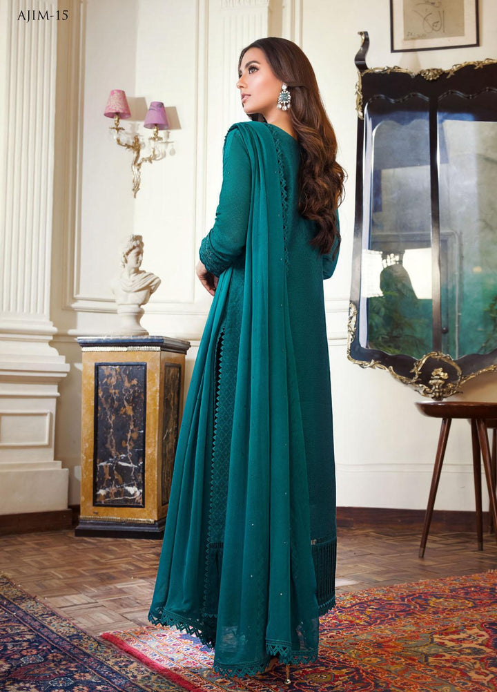 The Iqra & Minal Edit by Asim Jofa Embroidered Jacquard Suits Unstitched 3 Piece AJ22IM AJIM-15 - Winter Collection