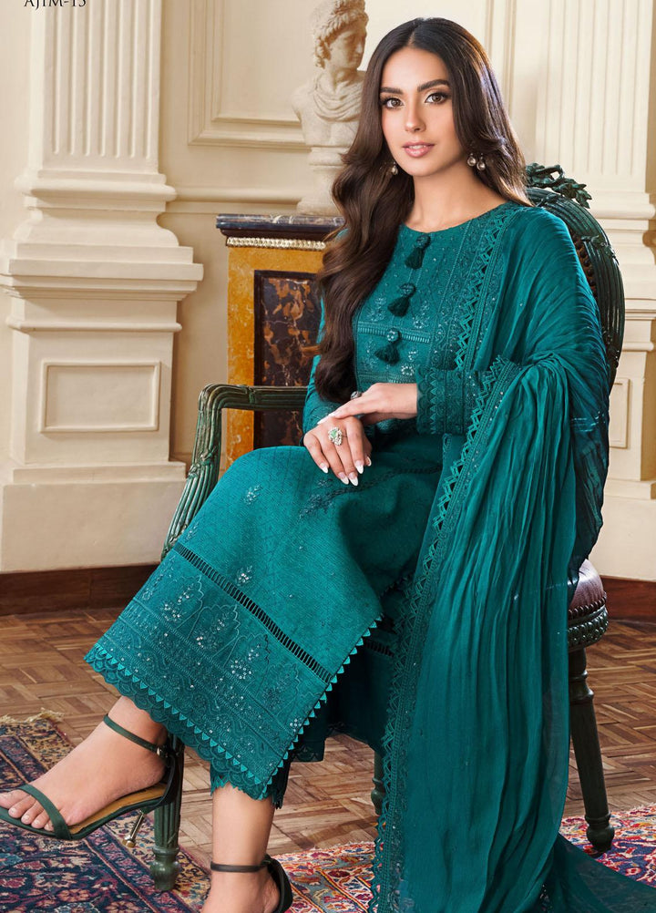 The Iqra & Minal Edit by Asim Jofa Embroidered Jacquard Suits Unstitched 3 Piece AJ22IM AJIM-15 - Winter Collection
