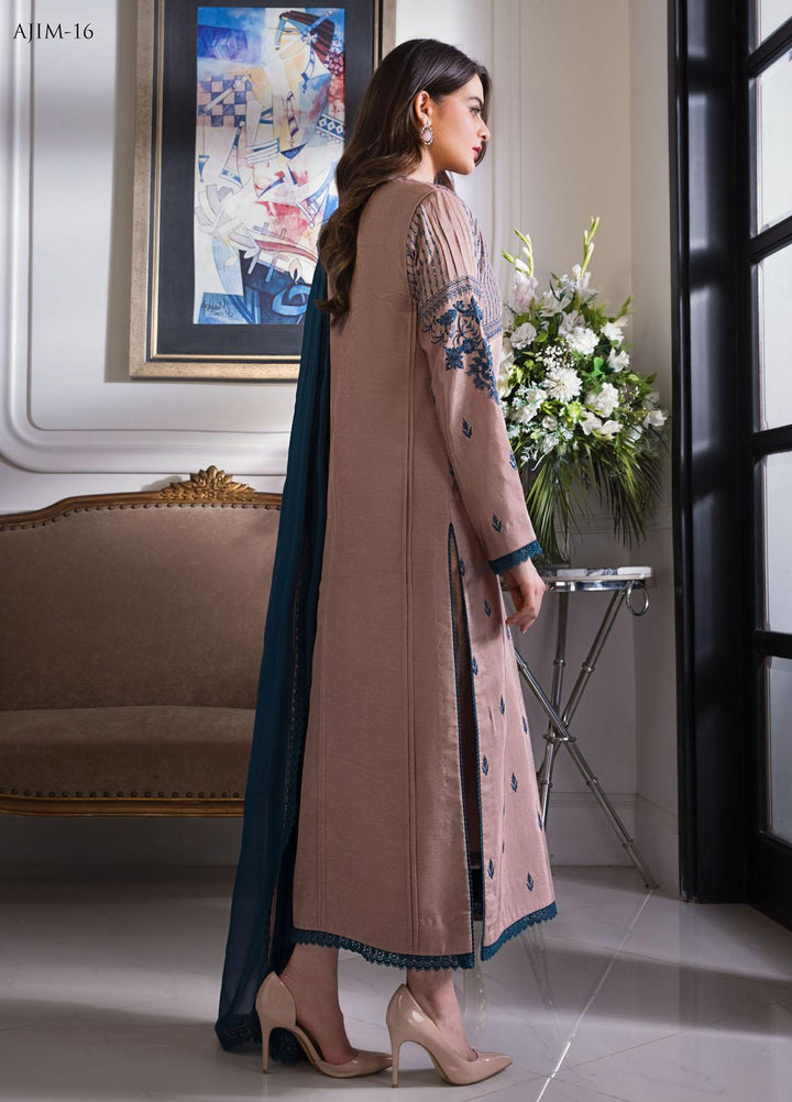 The Iqra & Minal Edit by Asim Jofa Embroidered Cotton Silk Suits Unstitched 3 Piece AJ22IM AJIM-16 - Winter Collection