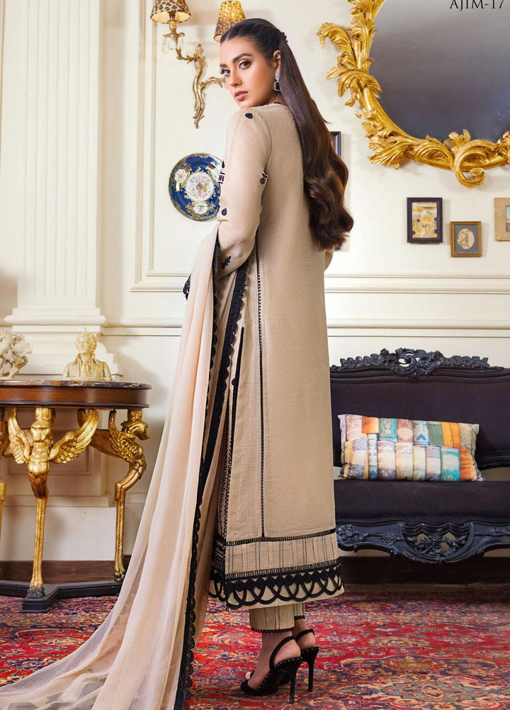 The Iqra & Minal Edit by Asim Jofa Embroidered Cotton Net Suits Unstitched 3 Piece AJ22IM AJIM-17 - Winter Collection