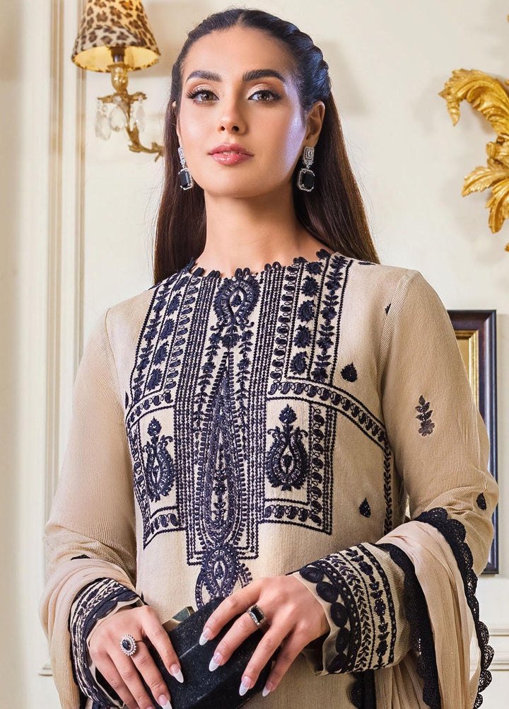 The Iqra & Minal Edit by Asim Jofa Embroidered Cotton Net Suits Unstitched 3 Piece AJ22IM AJIM-17 - Winter Collection
