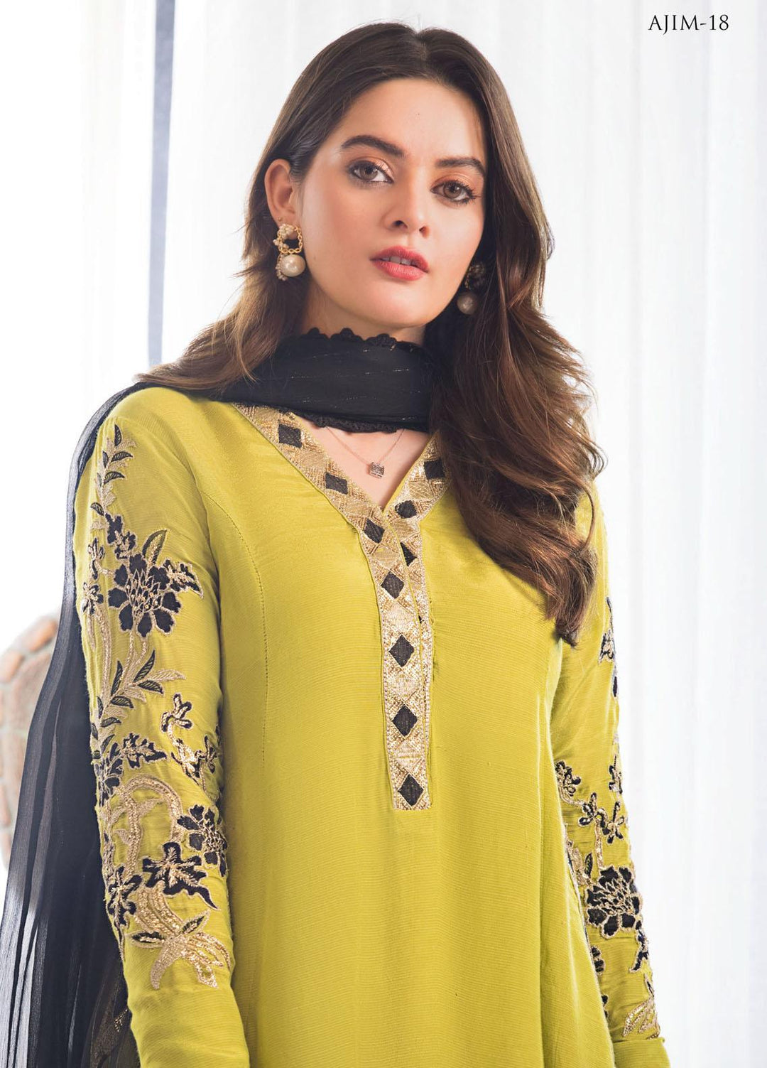 The Iqra & Minal Edit by Asim Jofa Embroidered Raw Silk Suits Unstitched 3 Piece AJ22IM AJIM-18 - Winter Collection