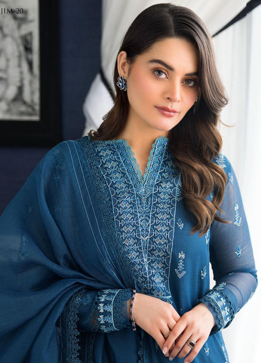 The Iqra & Minal Edit by Asim Jofa Embroidered Cotton Suits Unstitched 3 Piece AJ22IM AJIM-20 - Winter Collection