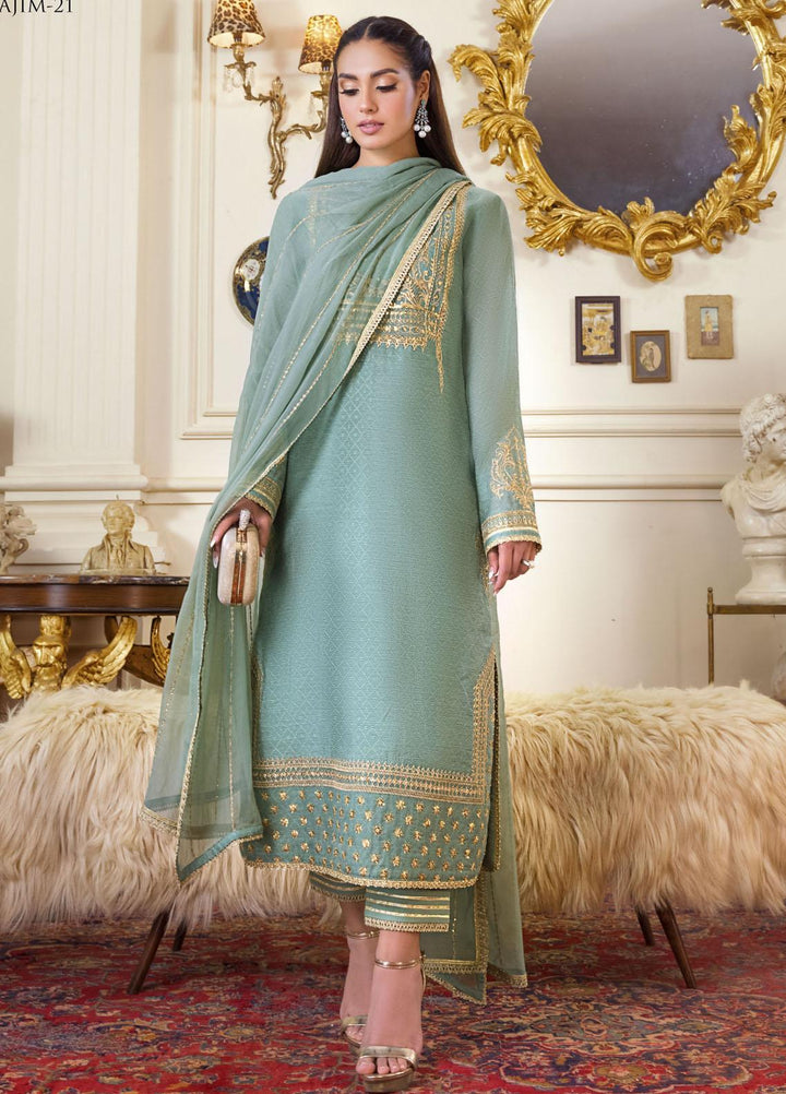 The Iqra & Minal Edit by Asim Jofa Embroidered Jacquard Suits Unstitched 3 Piece AJ22IM AJIM-21 - Winter Collection
